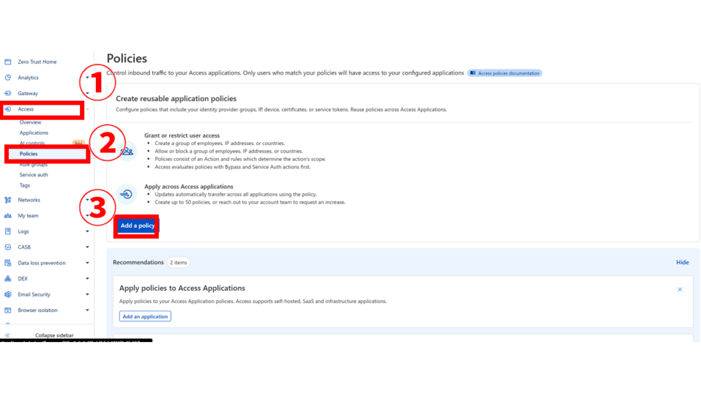 Cloudflare Zero Trust ポリシー設定