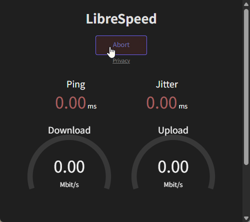LibreSpeed ローカル環境で測定した結果