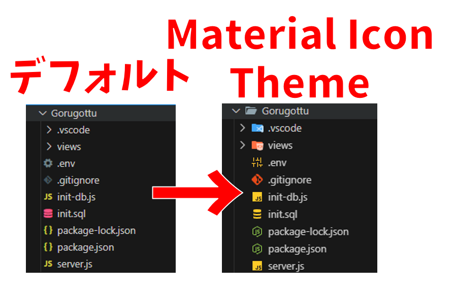 Material Icon Themeデフォルトとの比較