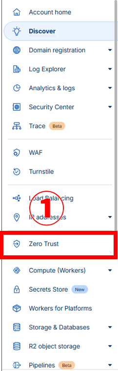 ダッシュボードからZero Trust