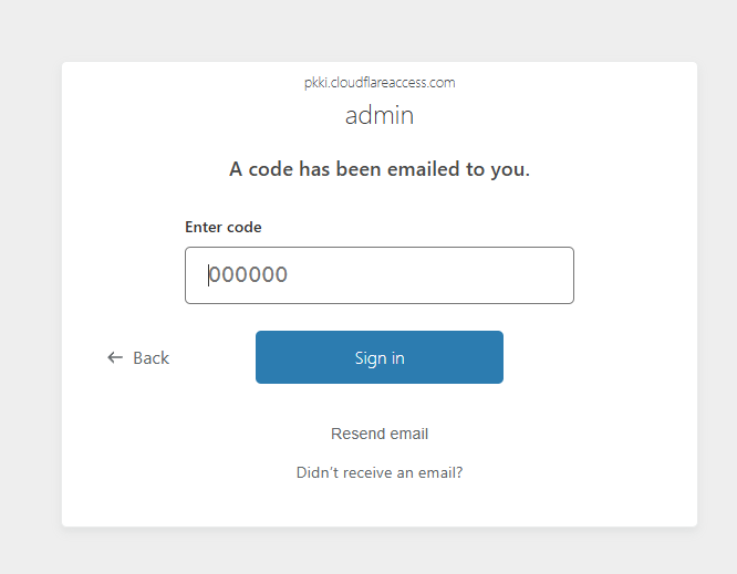 Cloudflare Access コード入力