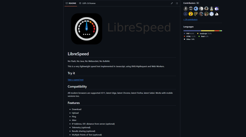 LibreSpeed github