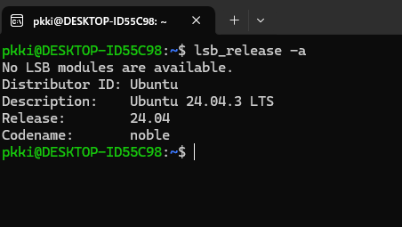 WSL Ubuntu lsb_release -aコマンド実行スクショ