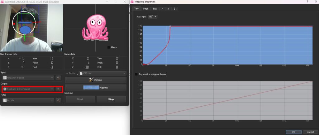 OpenTrackマッピング設定ETS2