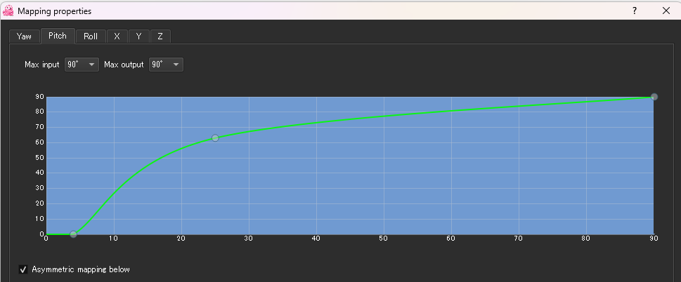 OpenTrackマッピング設定MSFS(Pitch)