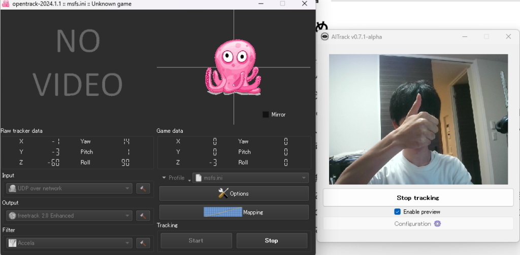 AITruckとOpenTruckが映っていて、主がぐっとをしている画像