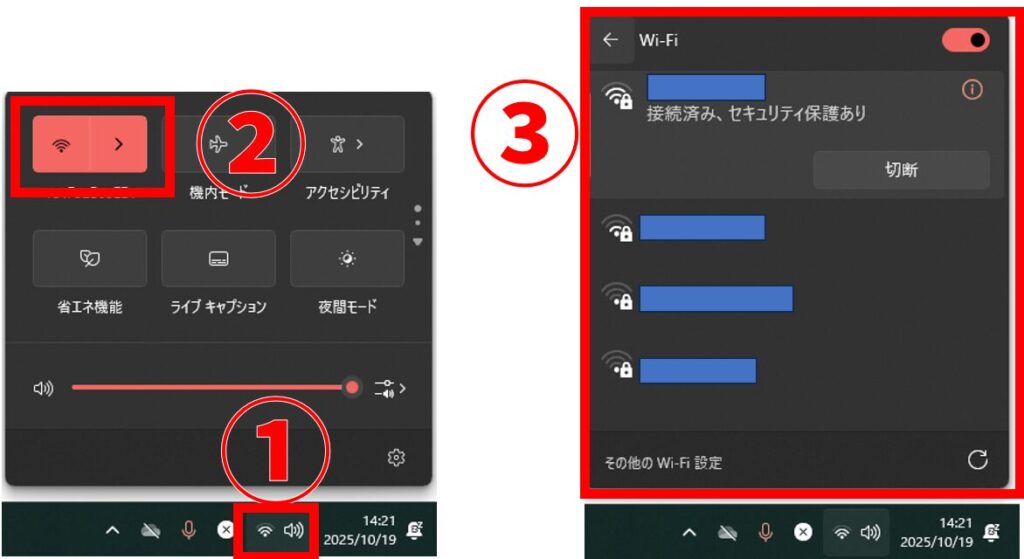 Windows11でWiFiの接続方法