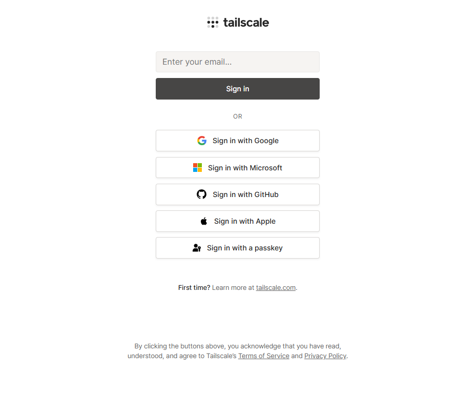 Tailscale アカウント作成