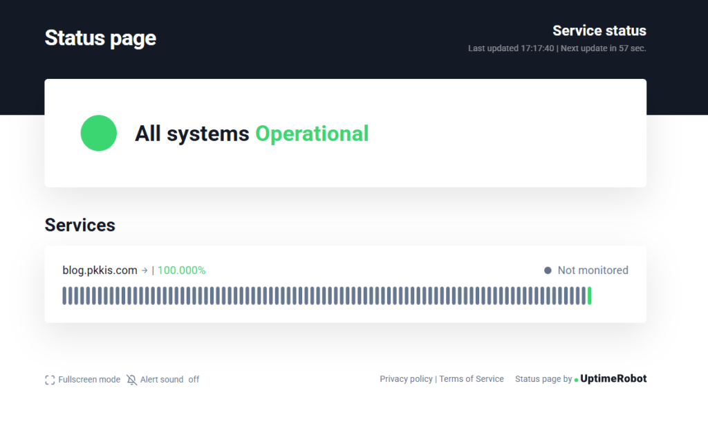 UptimeRobot ステータスページ