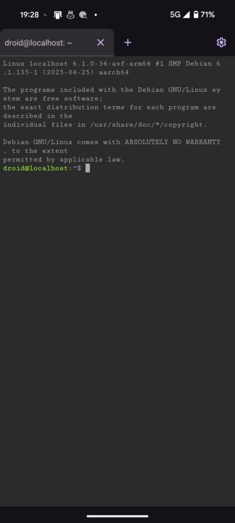 Linux ターミナル起動直後