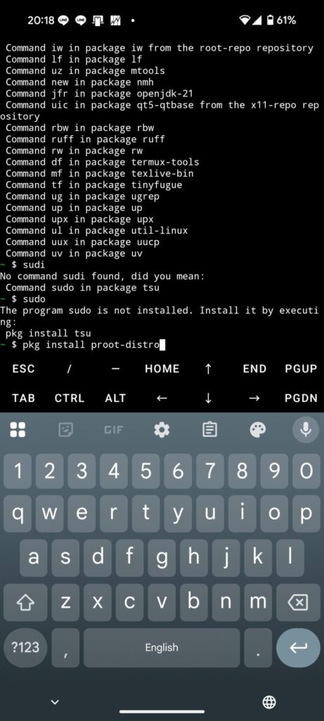 pkg install proot-distro