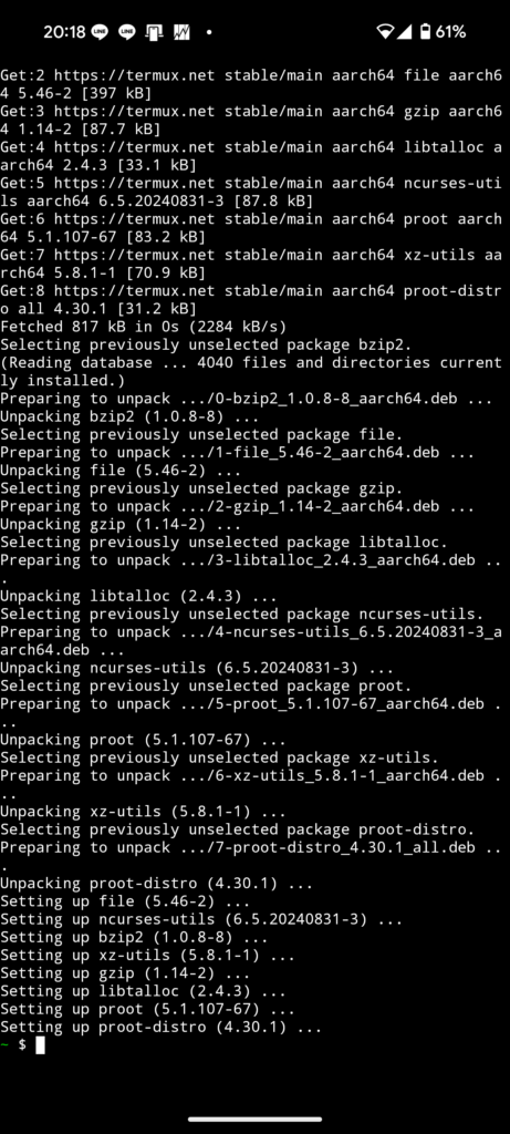 pkg install proot-distro