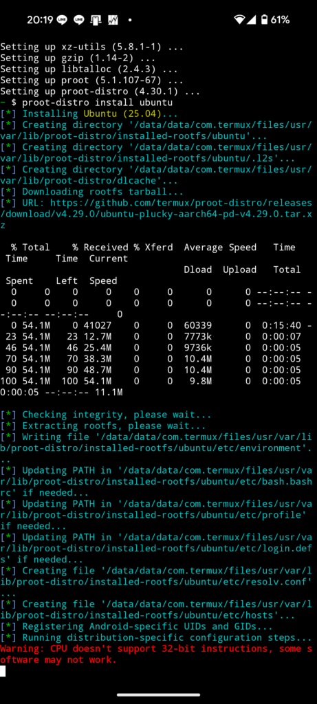 proot-distro install ubuntu
