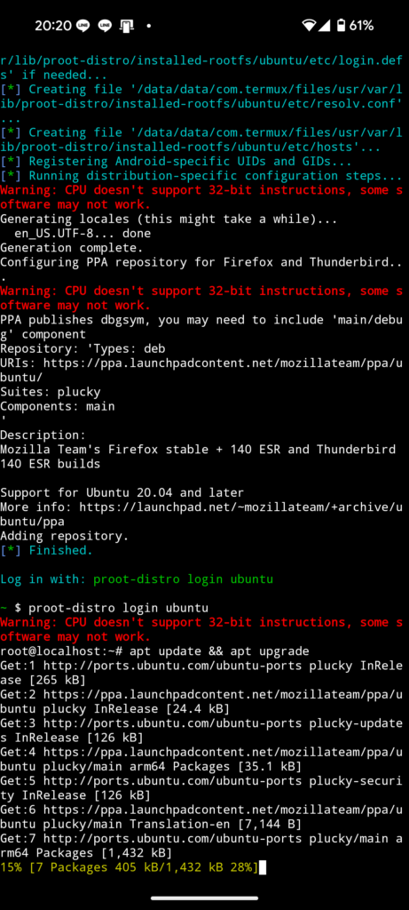 apt update && apt upgrade