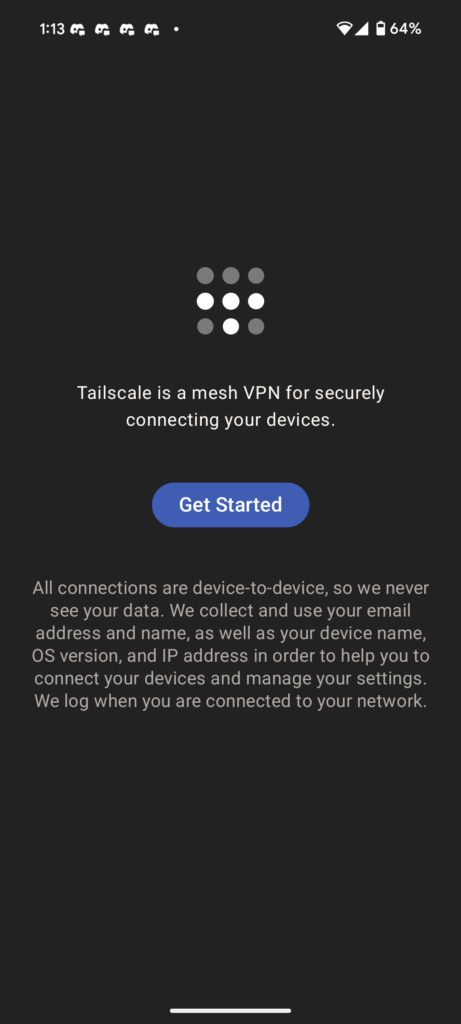 Tailscale Android Get Started