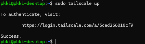 Tailscale Linux authenticate 成功