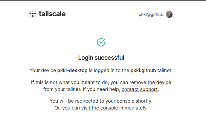 Tailscale Linux authenticate 成功