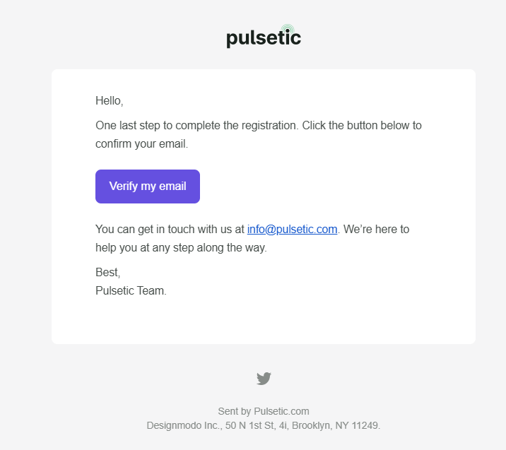 pulsetic メールアドレス認証
