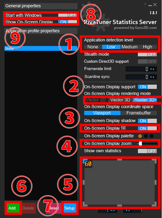 RivaTuner Statistics Server(RTSS) 項目解説