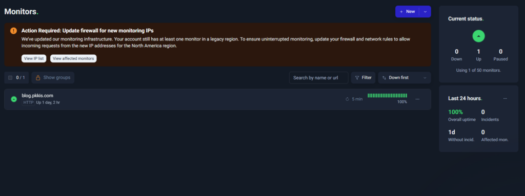 UptimeRobot モニター一覧