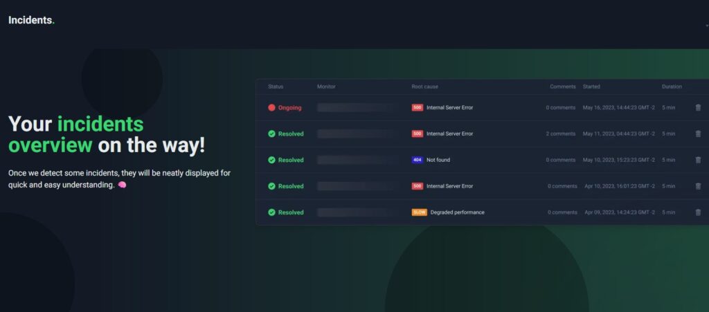 UptimeRobot Incidents 