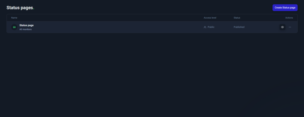 UptimeRobot ステータスページ一覧