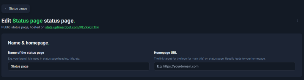 UptimeRobot ステータスページの設定