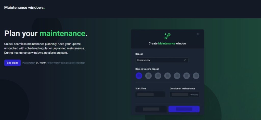 UptimeRobot メンテナンス
