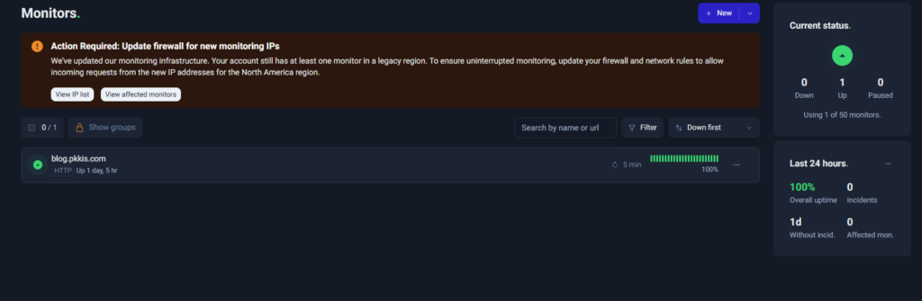 UptimeRobot モニター一覧