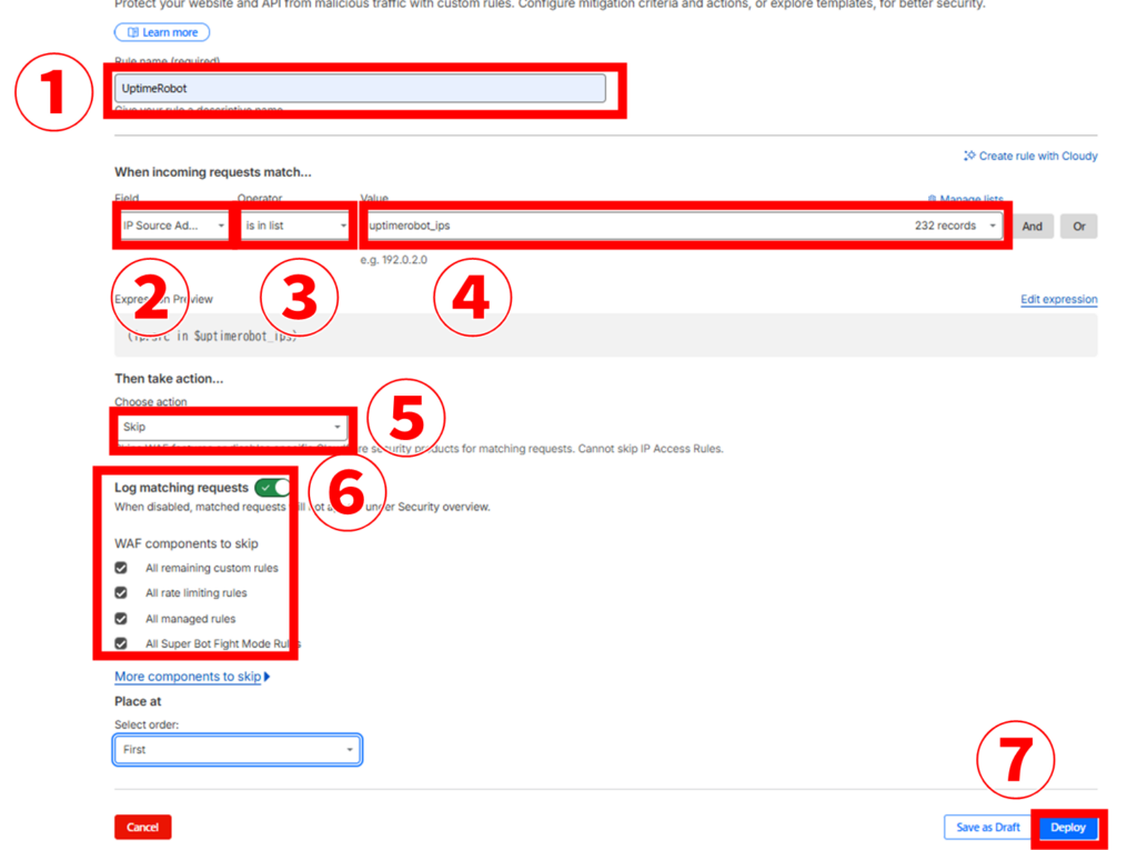 カスタムルール の設定