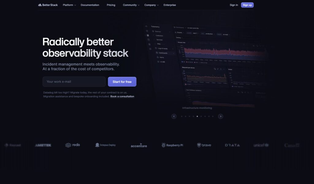 Better Stack ホームページ