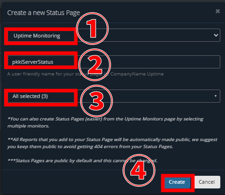 HetrixTools ステータスページ作成