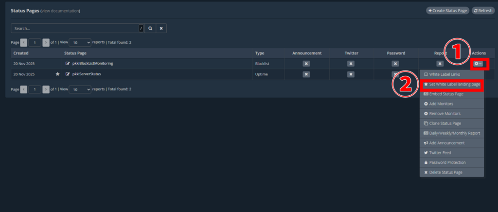 HetrixTools ステータスページ カスタムドメイン設定