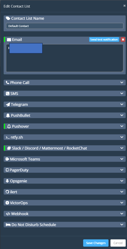 HetrixTools 通知一覧