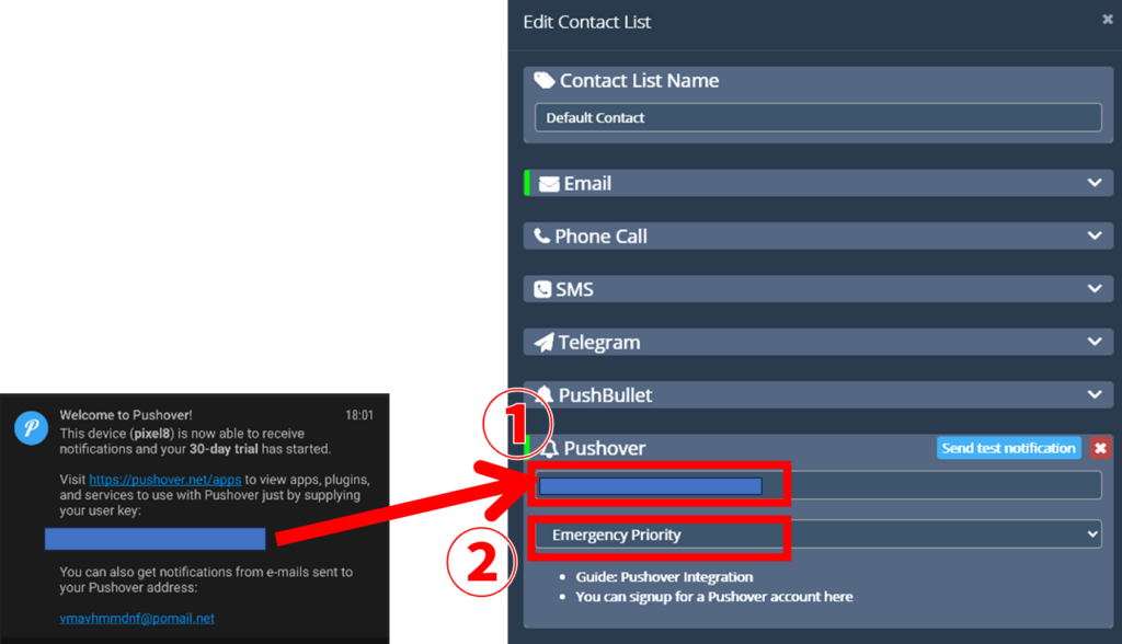 Pushover HetrixToolsとの連携