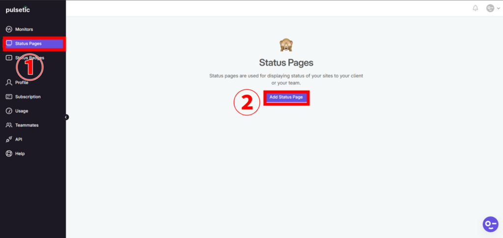 pulsetic ステータスページの作成