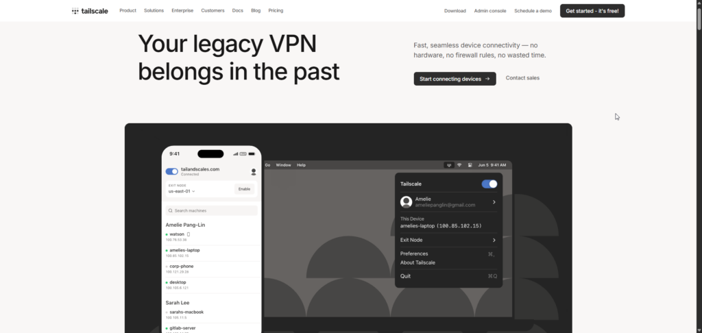 Tailscale ホームページ