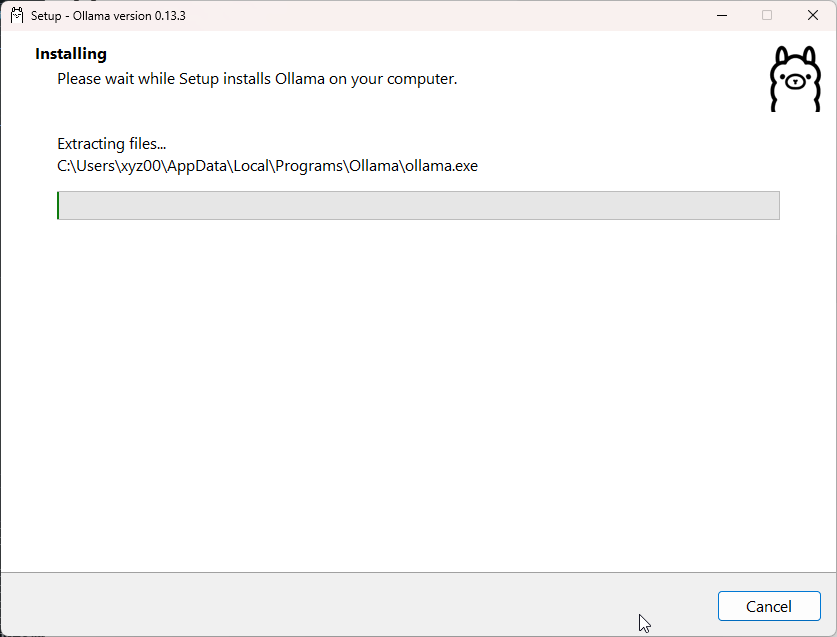 Ollama インストール中