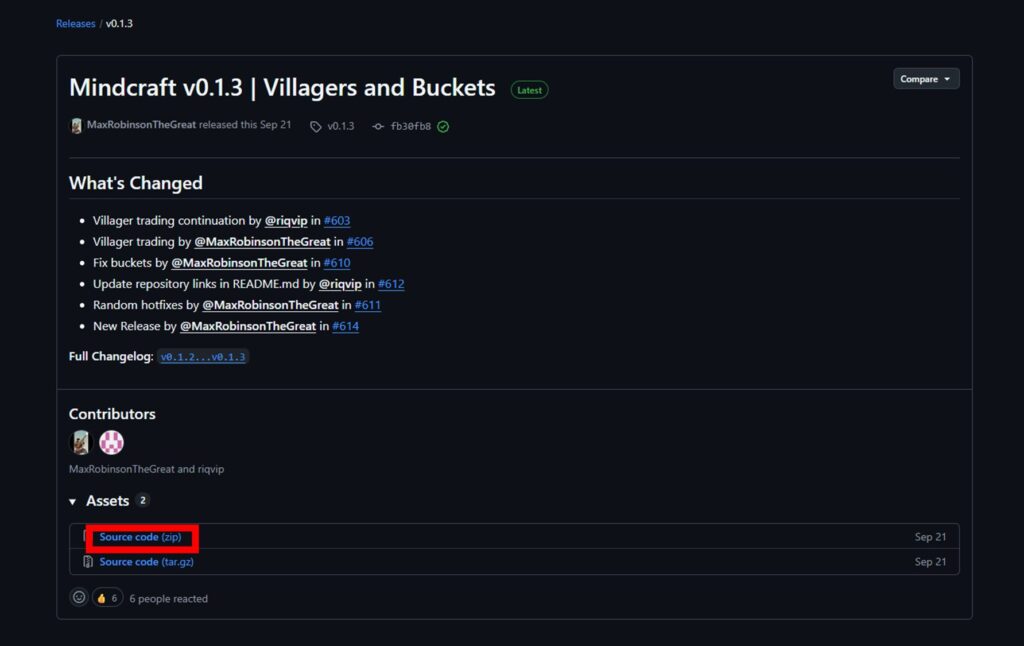 Mindcraft Github最新リリース